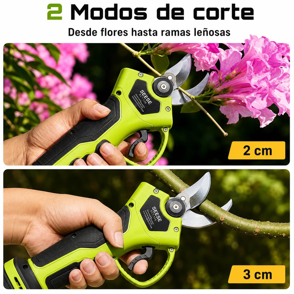 Tijera de Podar Eléctrica Inalámbrica Corte 30mm + 2 Baterías Motor Brushles - SNIPVORA™