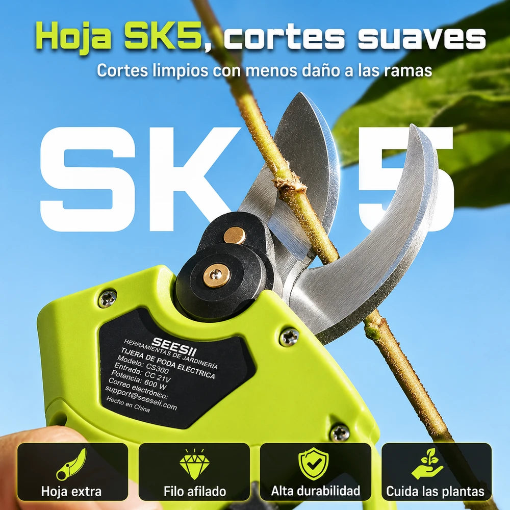 Tijera de Podar Eléctrica Inalámbrica Corte 30mm + 2 Baterías Motor Brushles - SNIPVORA™
