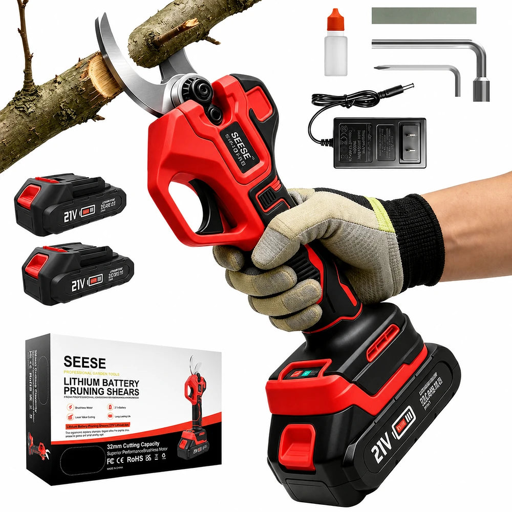 Tijera de Podar Eléctrica Inalámbrica Corte 30mm + 2 Baterías Motor Brushles - SNIPVORA™